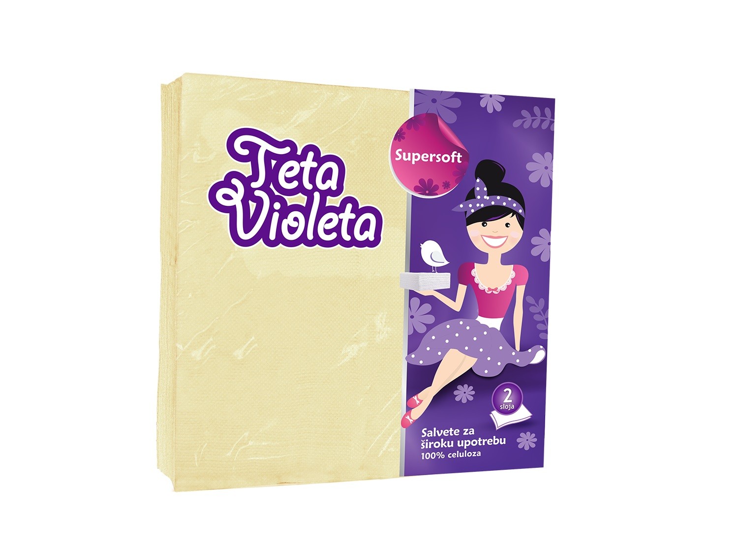 Teta Violeta Salvete Supersoft 38x38, 25 komada, bež
