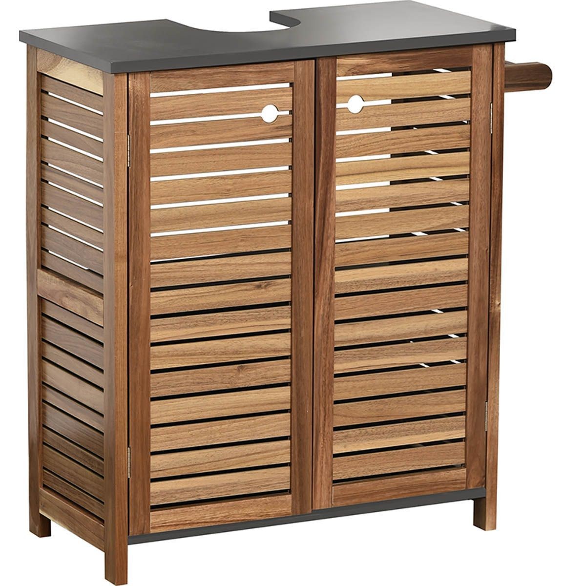 TENDANCE Kupaonski ormarić od akacije s 2 vrata, policom i držačem za ručnike 60x30x70cm mdf