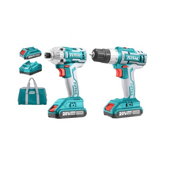 Total Set odvijača i Udarni odvijač s litijskom baterijom TCKLI2006, 2 komada, Tirkizni