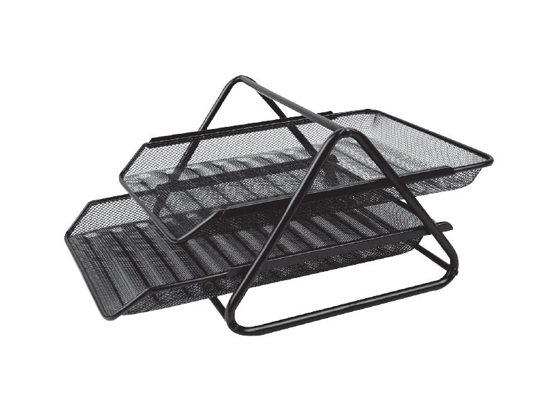 DELI Žičana polica s dva pretinca za odlaganje dokumenata, crna