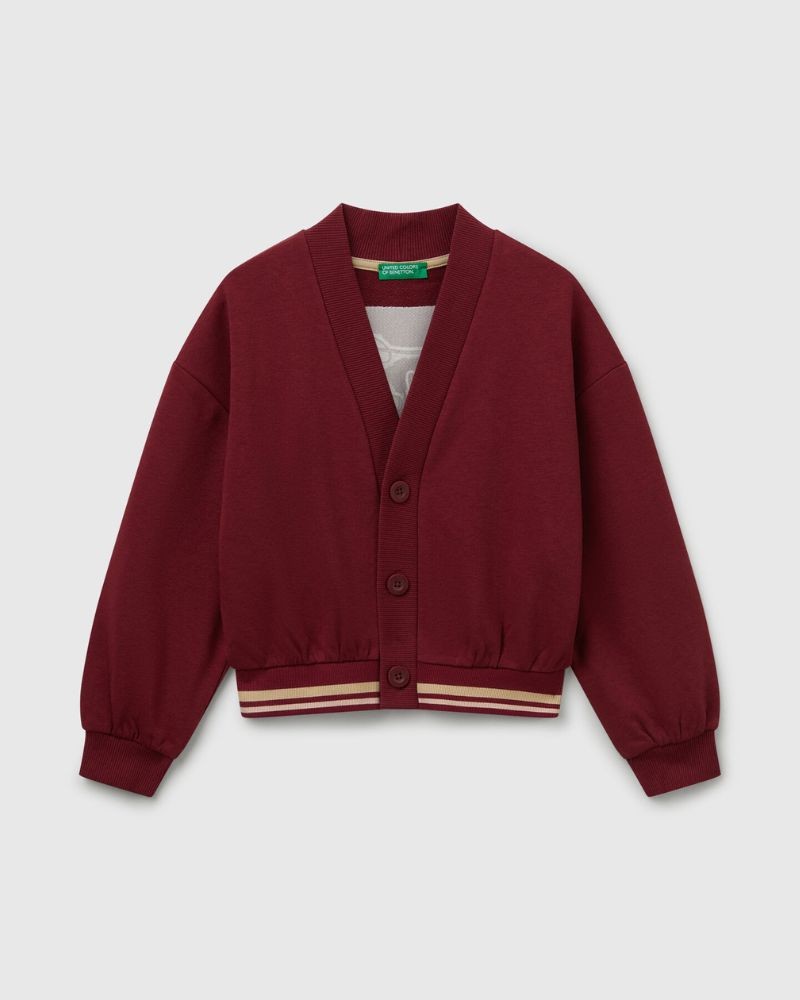 Benetton Kardigan za djevojčice 32N4C600JG-236-XL, Bordo