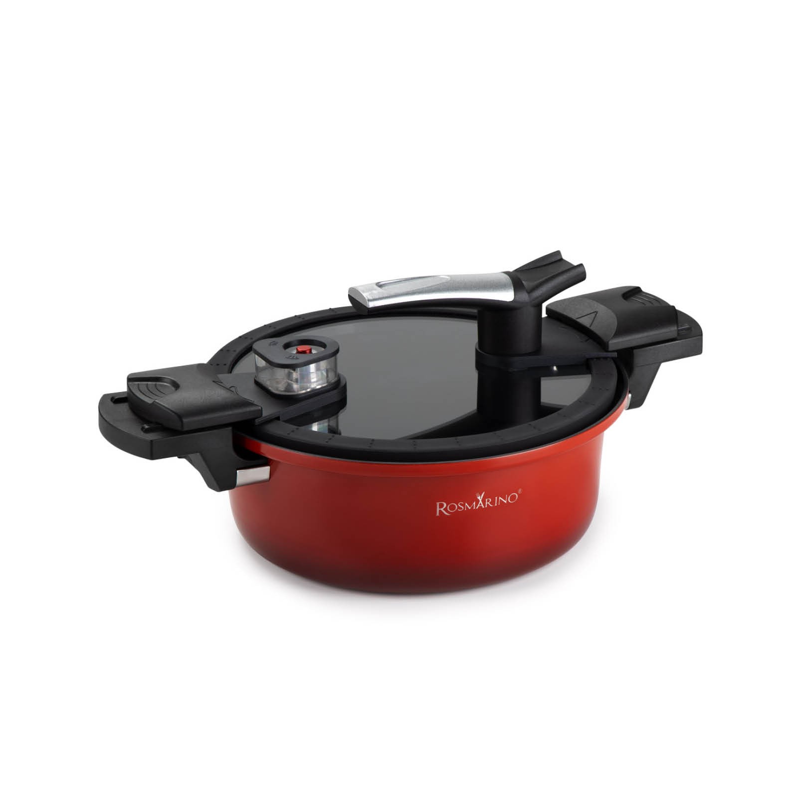 Rosmarino Lonac za kuhanje pod pritiskom s pametnim poklopcem, 28 cm, Crveni