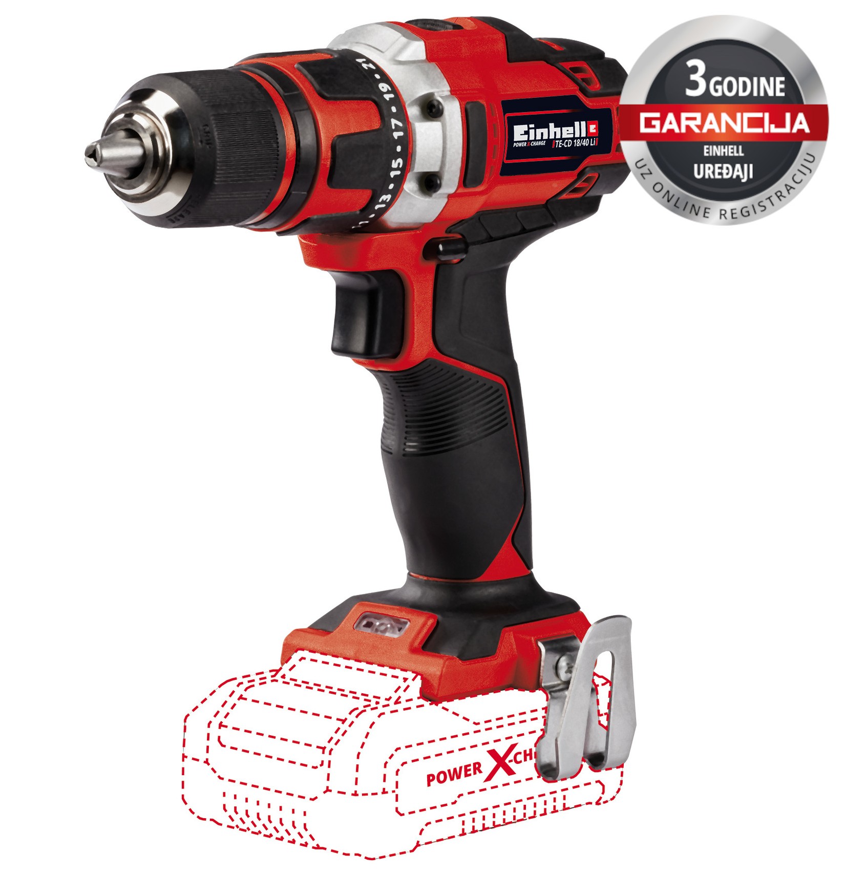 EINHELL PXC aku bušilica TE-CD 18/40 Li - Solo