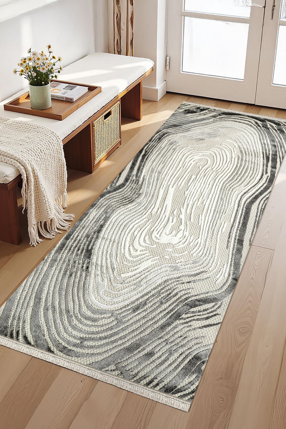 Conceptum Hypnose tepih Amorphous-Ar001, Ovalan, 100 x 200 cm, krem