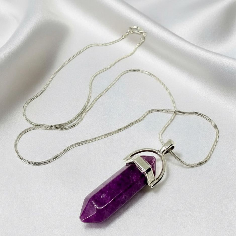 Ogrlica od poludragog kamena Ljubičasti žad