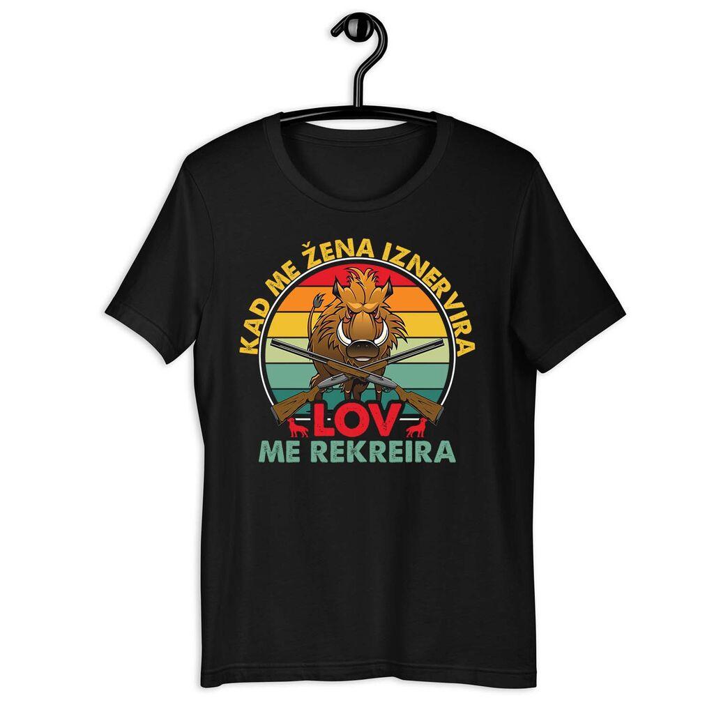 Goatees Muška majica Kad me žena iznervira - lov me rekreira, Crna
