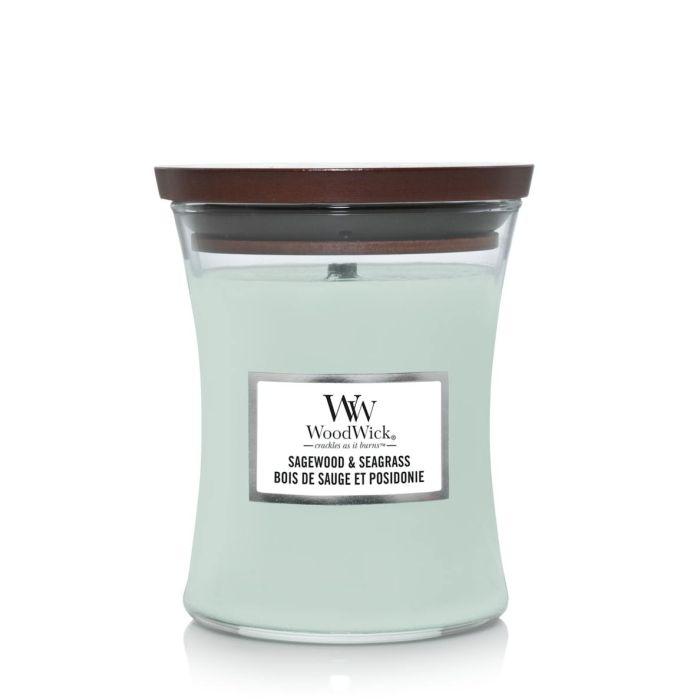 WoodWick Mirisna svijeća Sagewood & seagrass, 9,9x11,4 cm, Plava