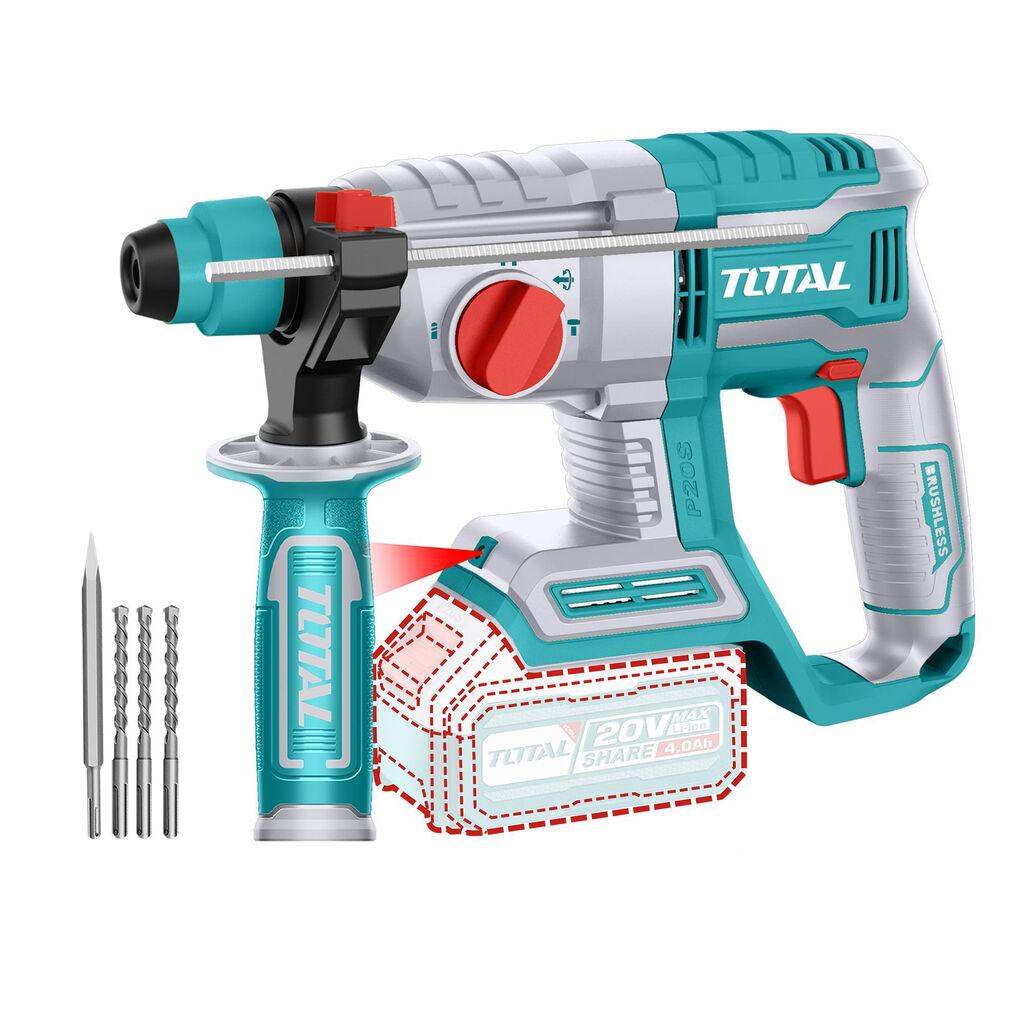 Total Tools Akumulatorski rotacijski čekić 1100 rpm, 5400 bpm, 2,0 J, P20S, (bez baterije) (TRHLI20208)