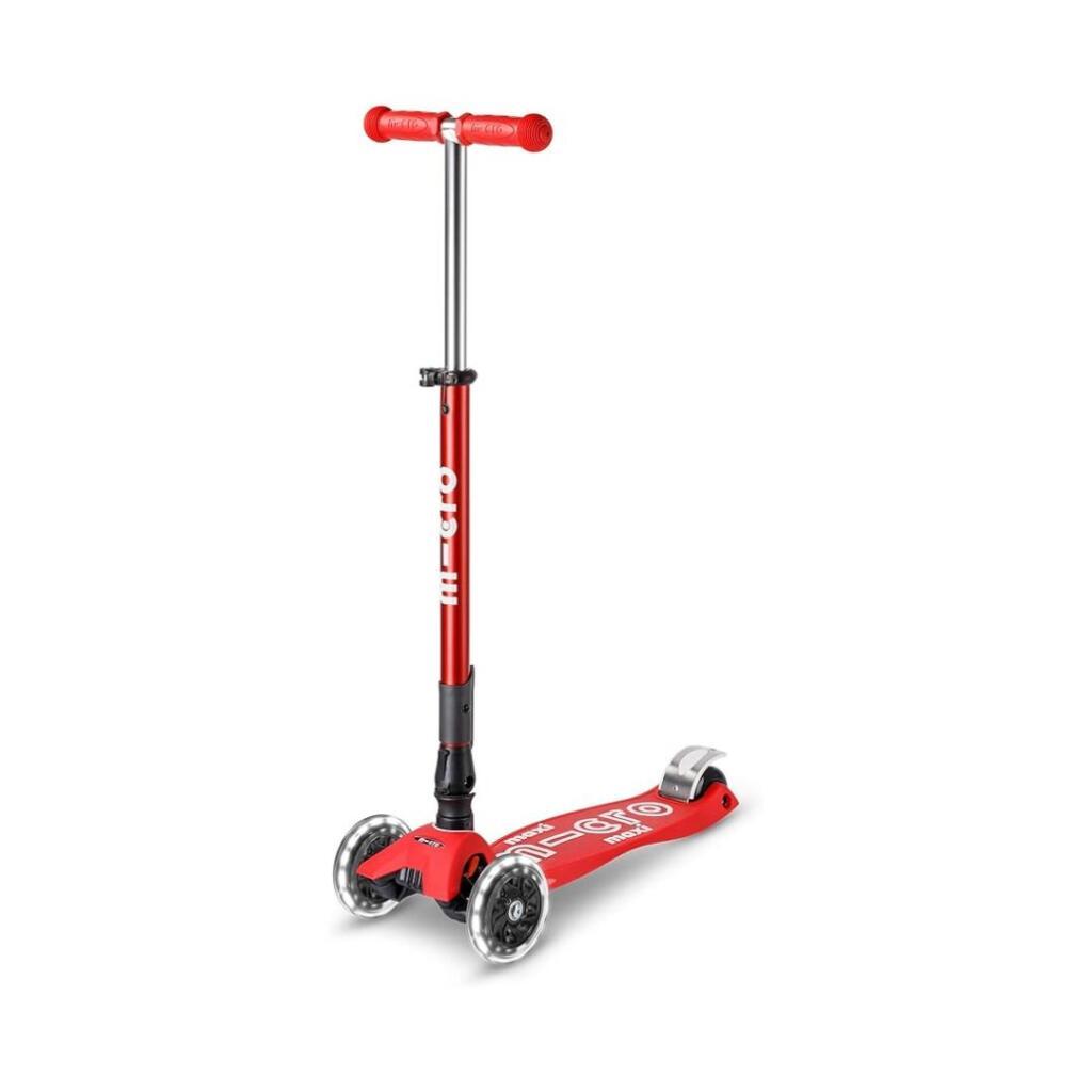 Micro Dječiji trotinet Maxi Deluxe Foldable LED, Crveni