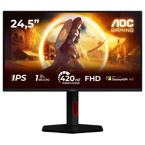 AOC Monitor, 24.5", IPS 1080p, Crni