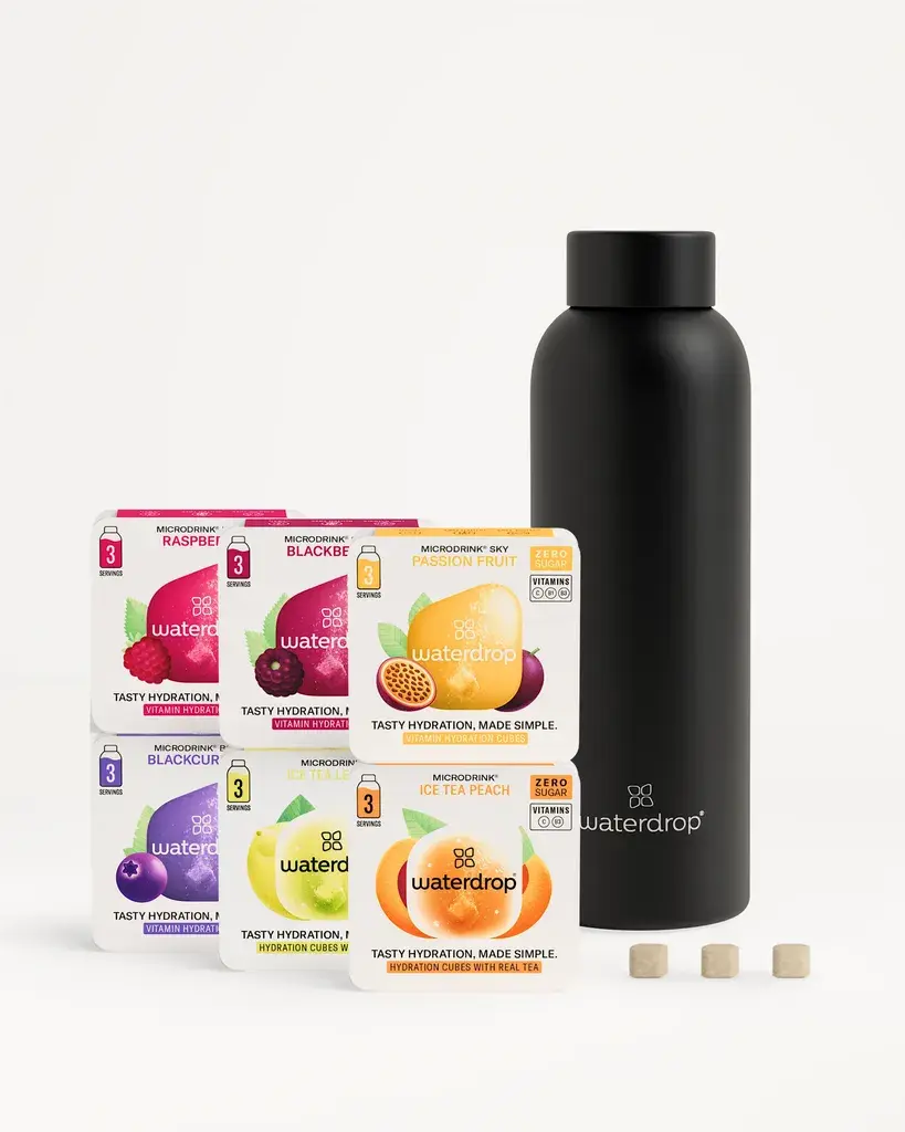 Waterdrop Starter set Kockica za hidrataciju sa bocom, 18 komada, Crna
