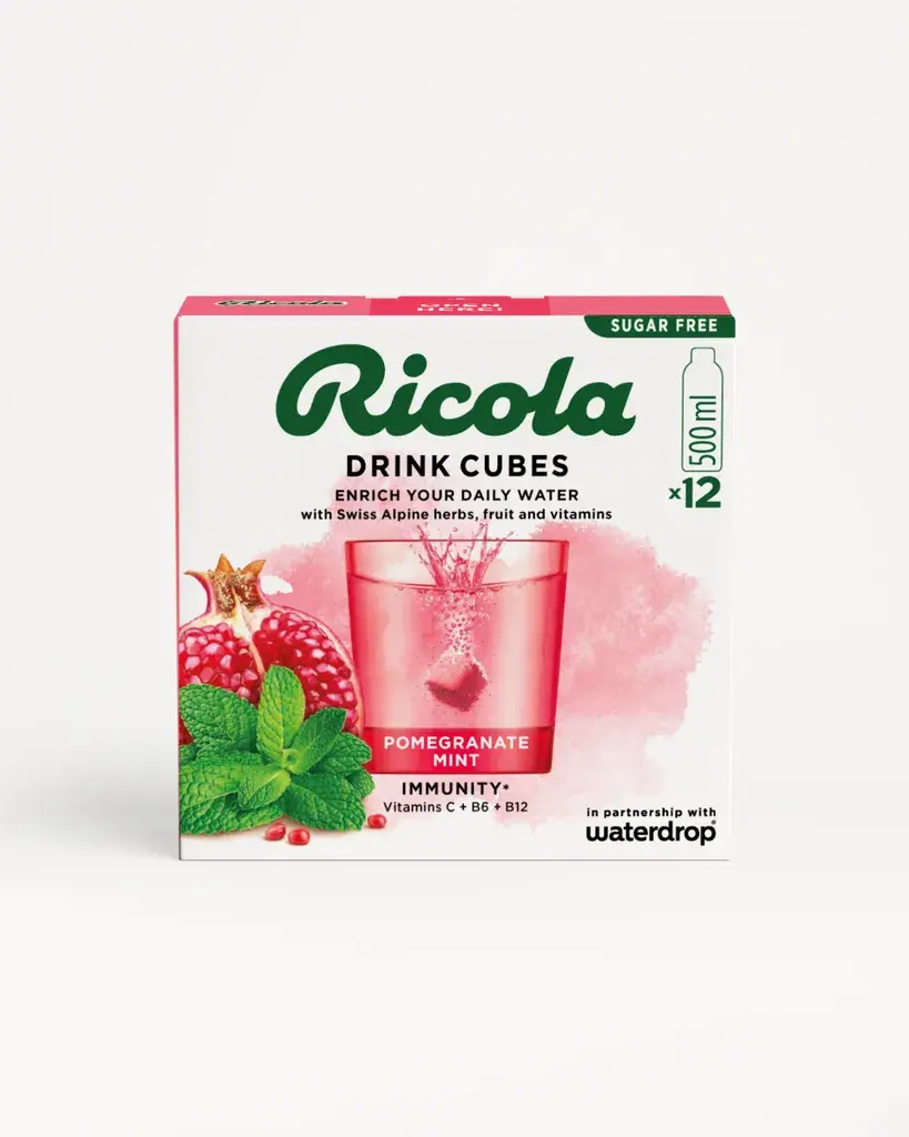 Waterdrop Kockica za hidrataciju Ricola Microdrink Nar Menta, 12 komada