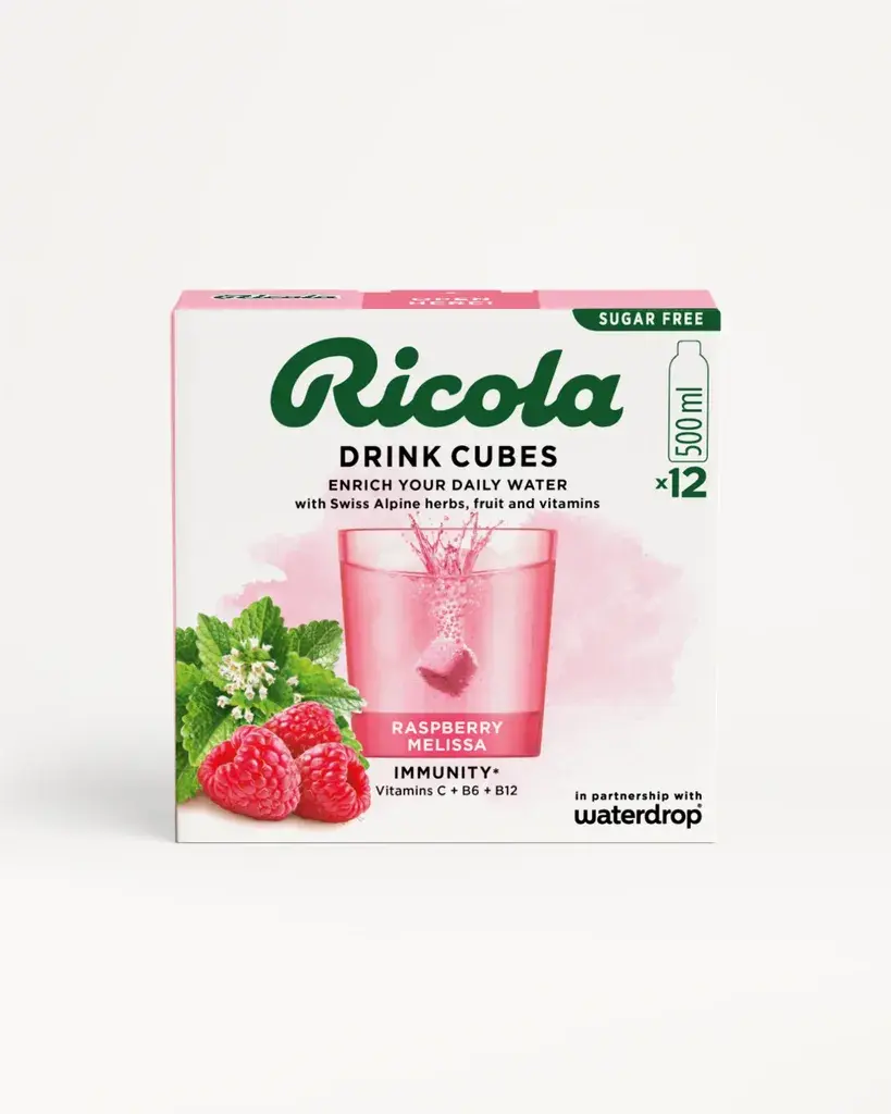 Waterdrop Kockica za hidrataciju Ricola Microdrink Malina Matičnjak, 12 komada