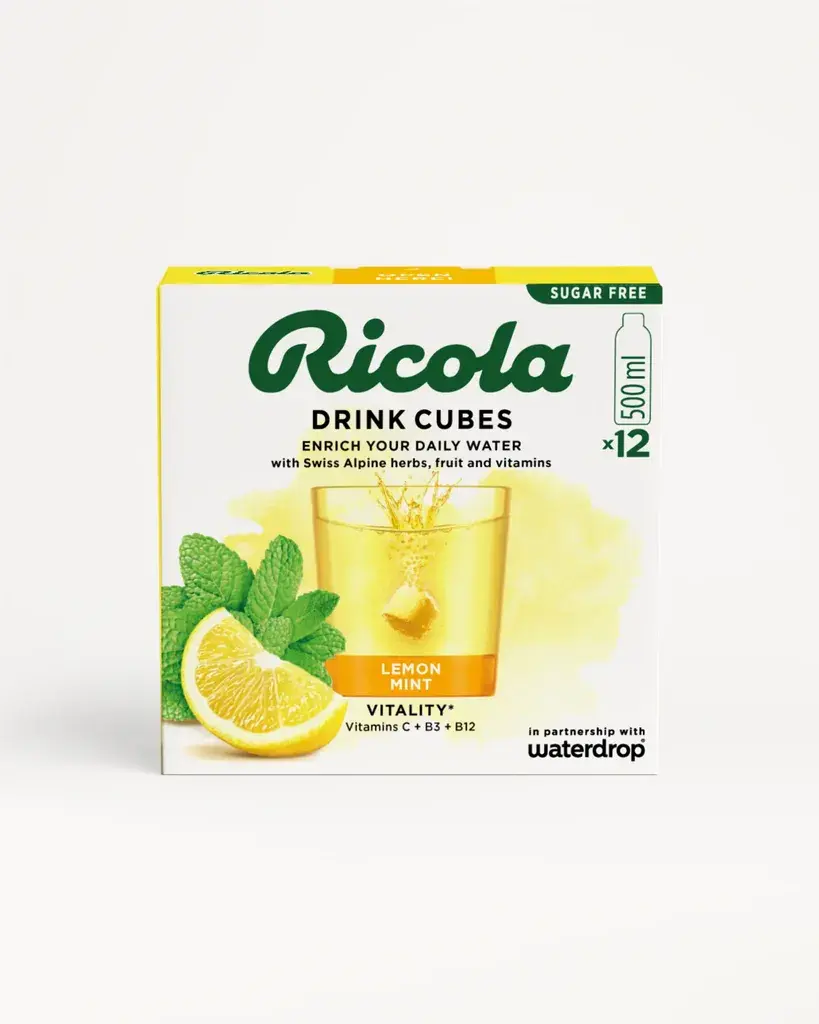 Waterdrop Kockica za hidrataciju Ricola Microdrink Limun Menta, 12 komada