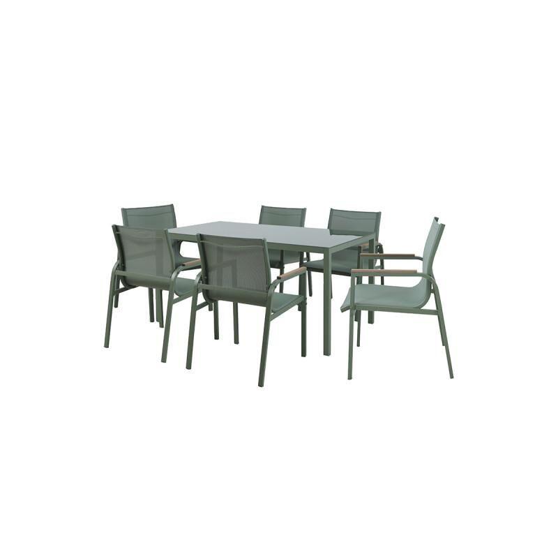 Green Bay Baštenski set sto + 6 stolica Olive (A+B)