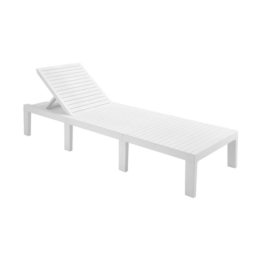 PROGARDEN Sklopiva ležaljka Haiti bez jastuka – bijela, 5 položaja, 65 x 195 x 78 cm