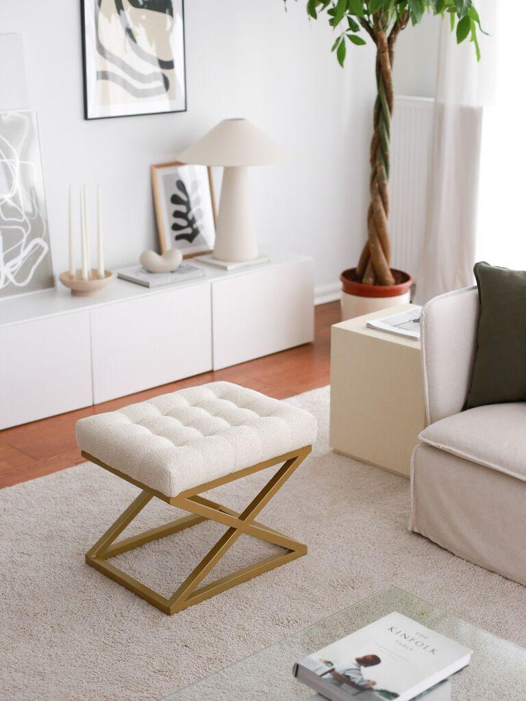 Atelier del Sofa Tabure 50x42x40cm, Krem