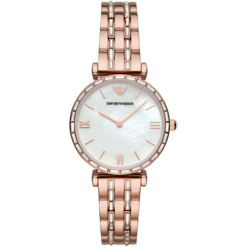 EMPORIO ARMANI Ženski ručni sat AR11294, Kvarcni mehanizam, Bijelo kućište, Rose gold