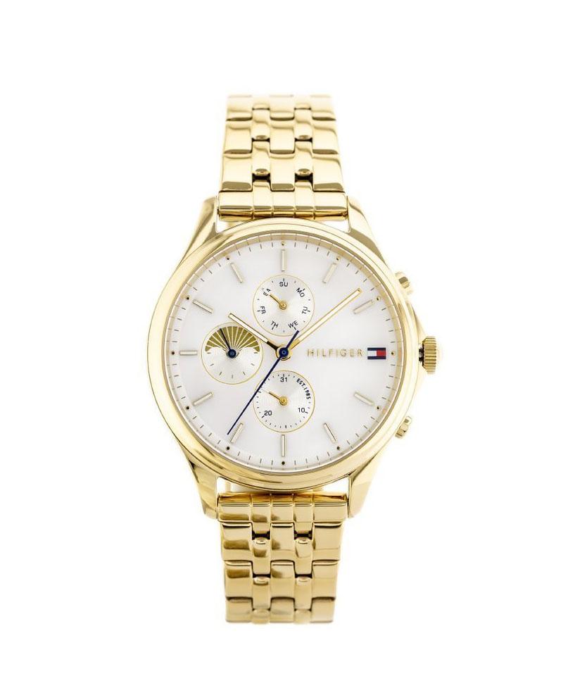 TOMMY HILFIGER Ženski ručni sat TH1782121, Kvarcni mehanizam, Bijelo kućište, Zlatne boje