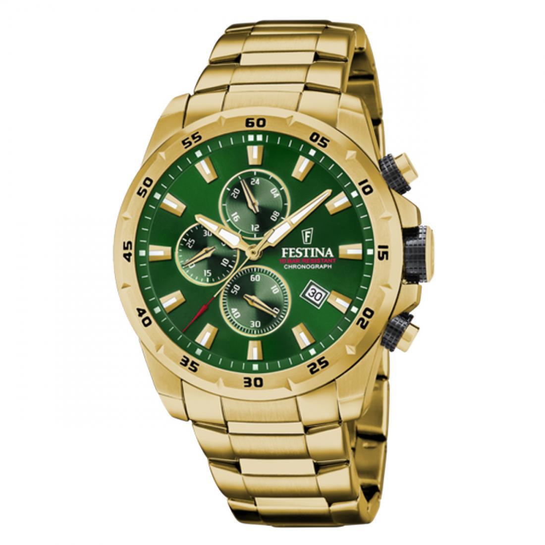 FESTINA Muški ručni sat F20541/3, Kvarcni mehanizam, Zlatne boje