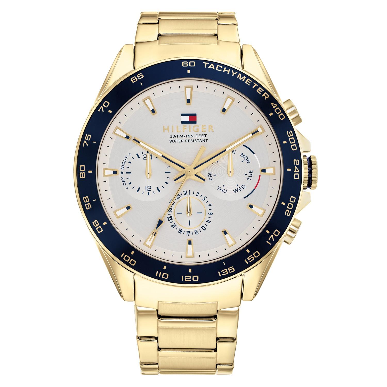 TOMMY HILFIGER Muški ručni sat TH1791969, Kvarcni mehanizam, Bijelo kućište, Zlatne boje