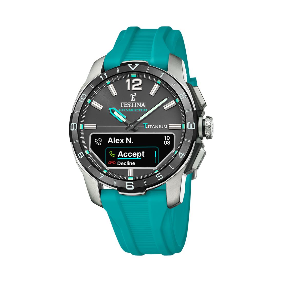 FESTINA Muški ručni sat F23000/5, Kvarcni mehanizam, Sivo kućište, Tirkizni
