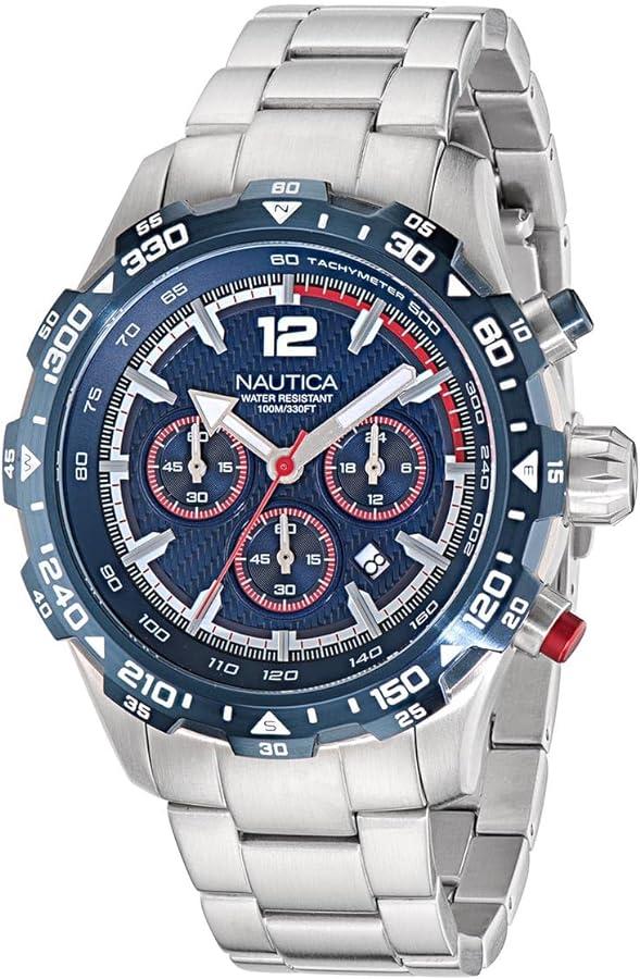 NAUTICA Muški ručni sat NAPNSS404, Kvarcni mehanizam, Plavo kućište, Srebrne boje