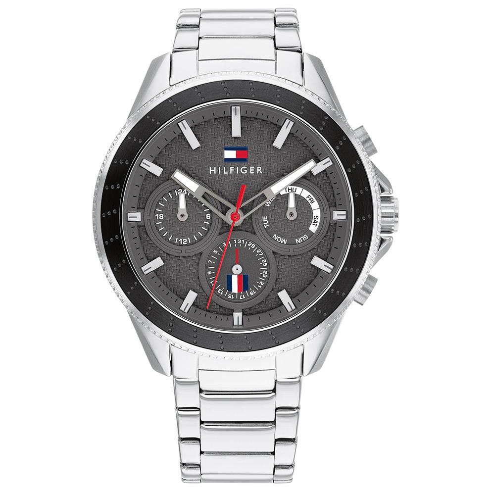 TOMMY HILFIGER Muški ručni sat TH1791857, Kvarcni mehanizam, Sivo kućište, Srebrne boje