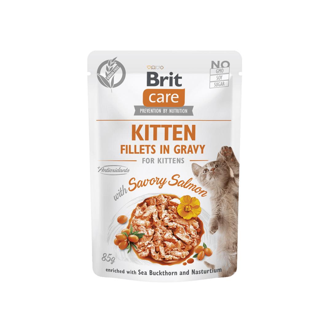 BRIT Vlažna hrana za mačiće Kitten, Slani losos, 85g