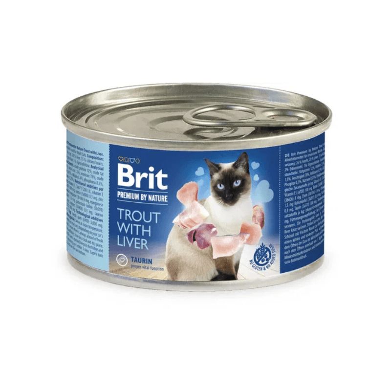 BRIT Pašteta za mačke Trout with Liver, Riba, 200 g