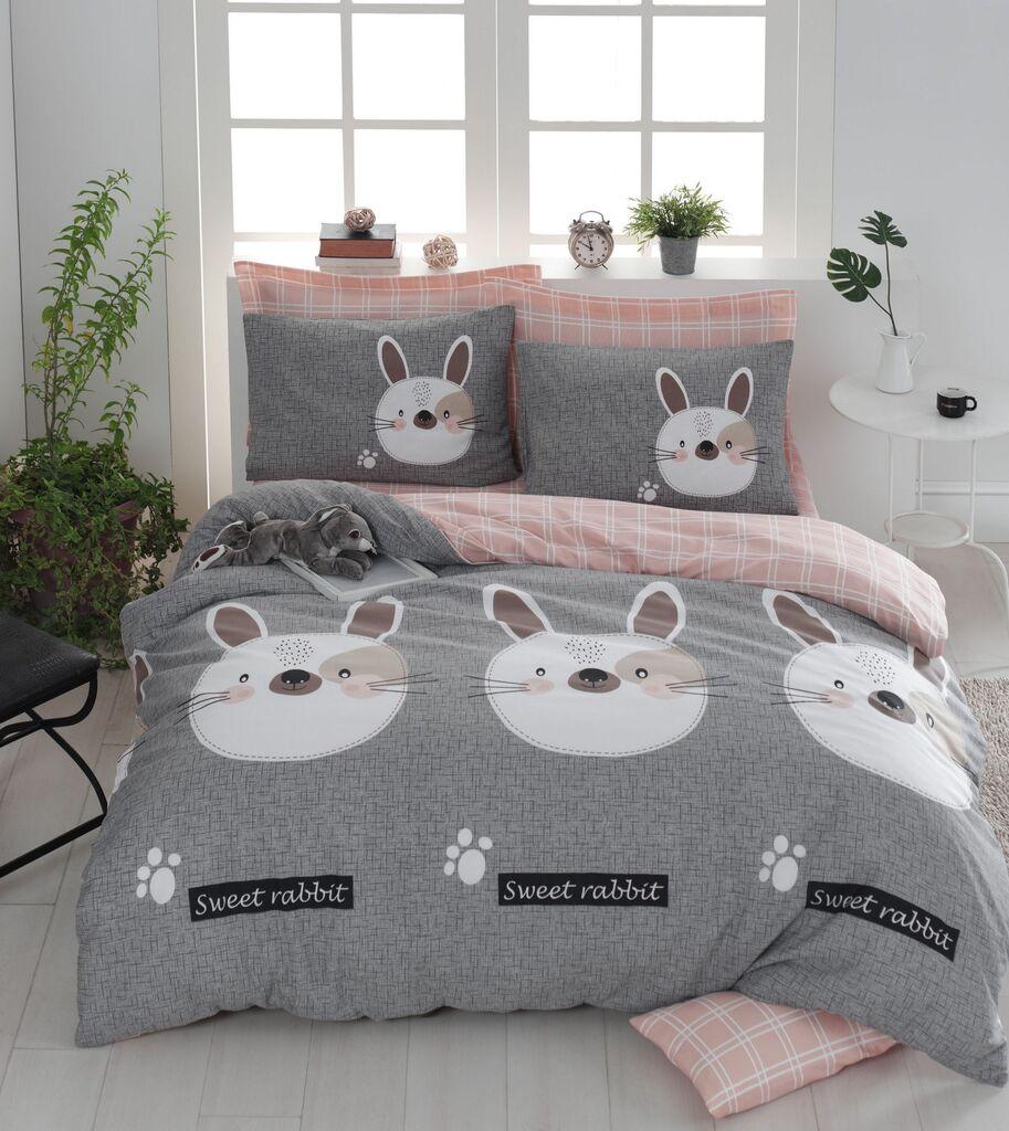 L'essentiel Maison set posteljine Tavsancik, 200x220 cm, sivo-roza