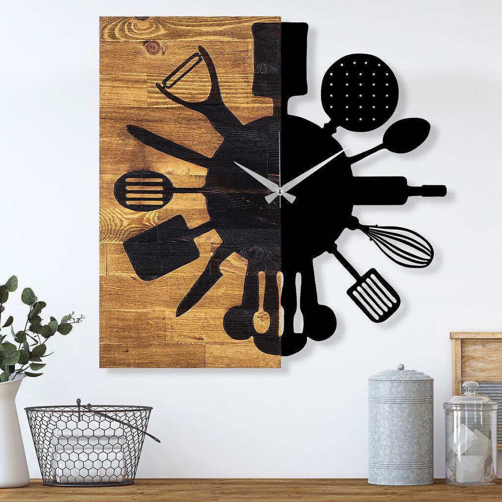 Wallxpert Zidni sat Wooden Clock 32, Crni