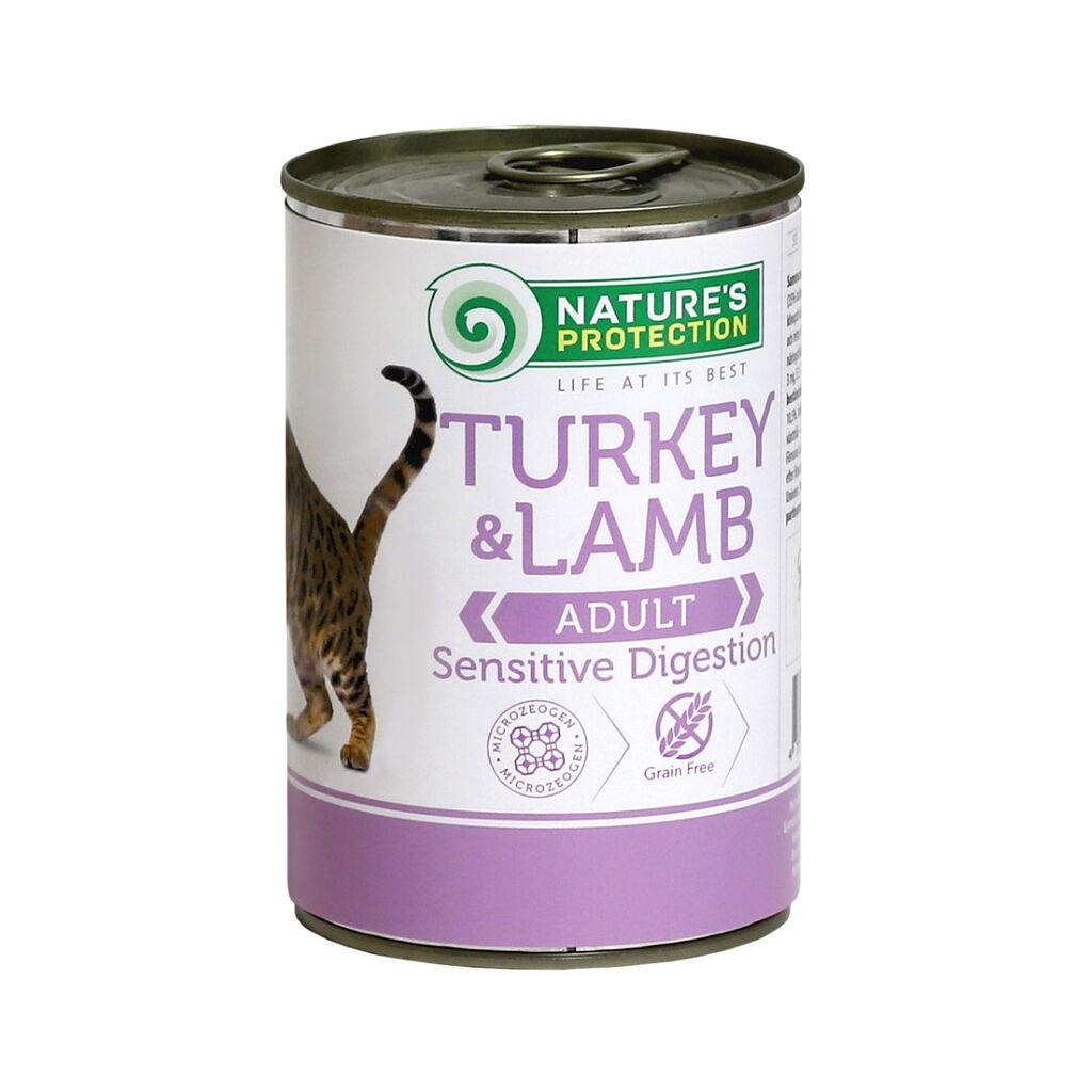 Nature's Protection Hrana za mačke, Cat Sensible Digestion Ćurka i Jagnjetina u umaku, 400 g