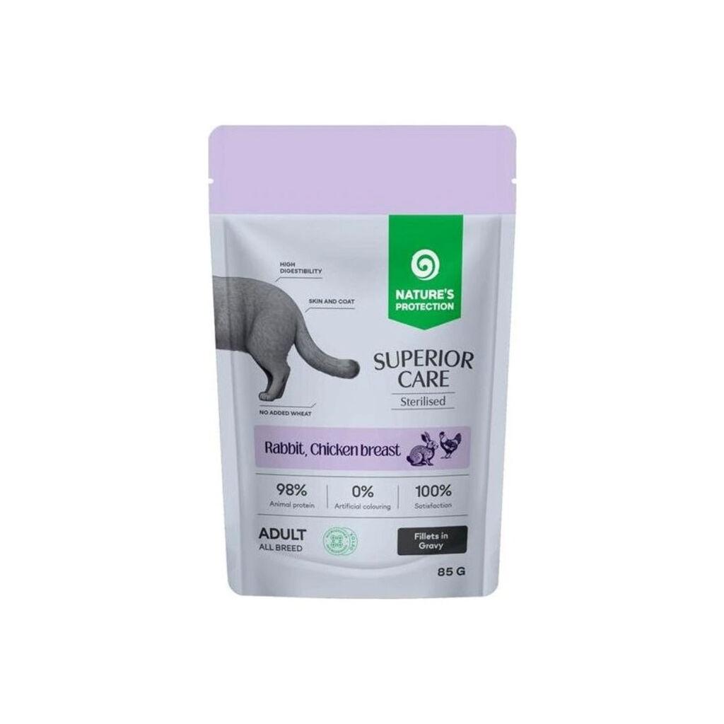 Nature's Protection Hrana za sterilisane mačke Superior Care Zec, Piletina i Brusnica u umaku, 85 g