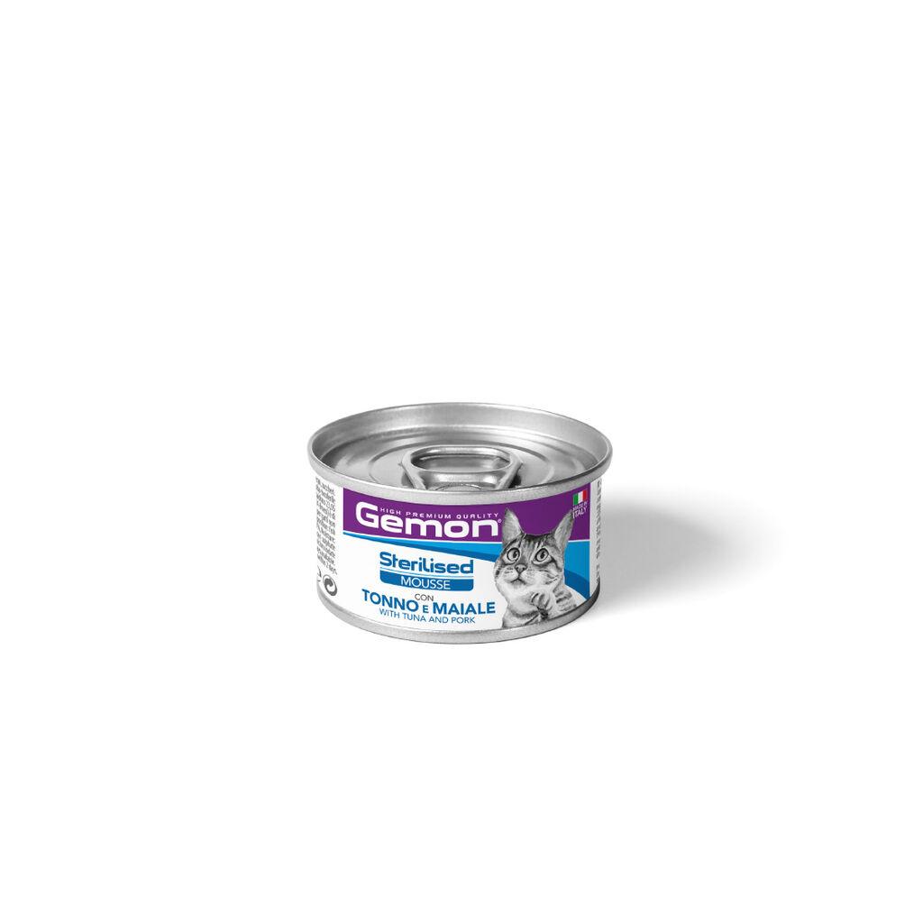 Gemon Hrana za mačke Mousse Sterilised, Tuna i svinjetina u umaku, 85 gr