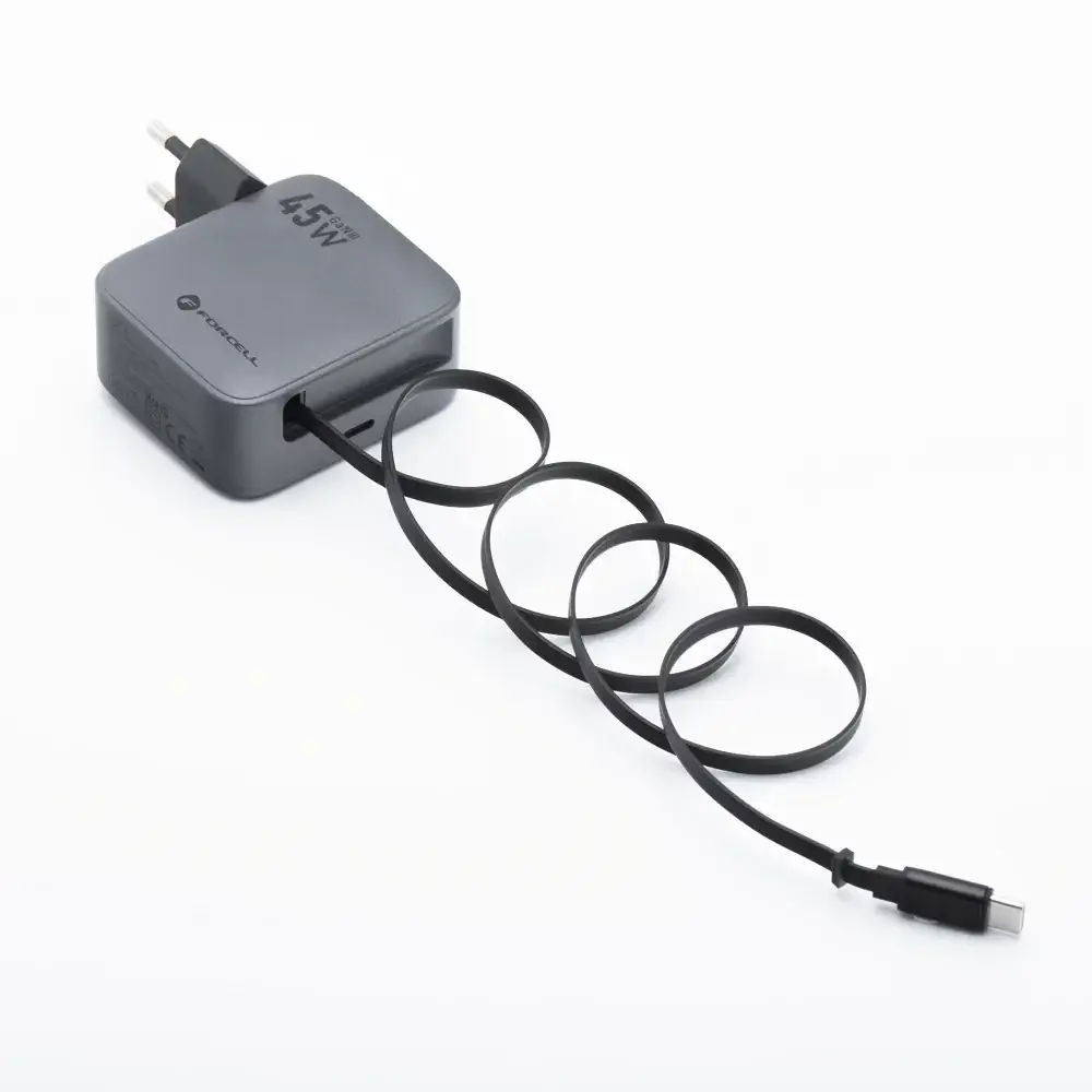 Forcell Punjač za mobilni telefon F-Energy GaN III VT-R5, USB-C, QC 4.0, 3A, Sivi + Kabl, USB-C
