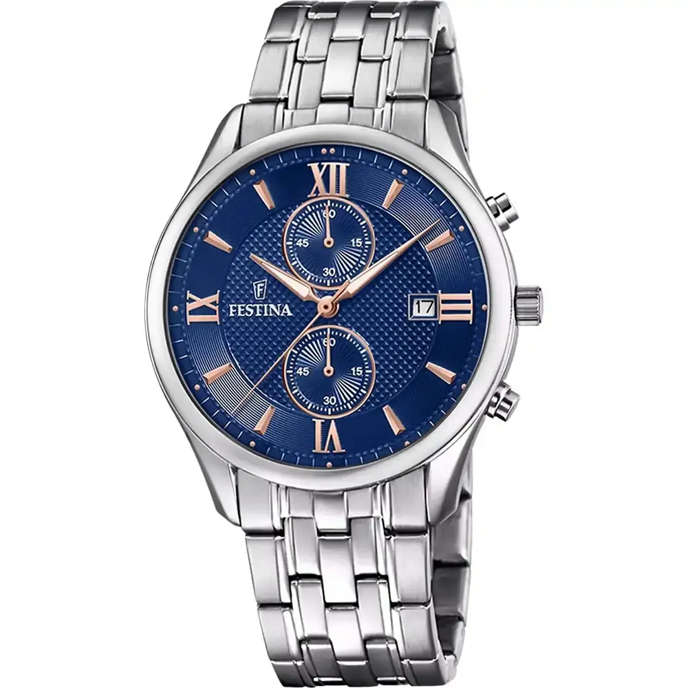 Festina Muški sat F6854/6, Kvarcni mehanizam, Srebrna boja