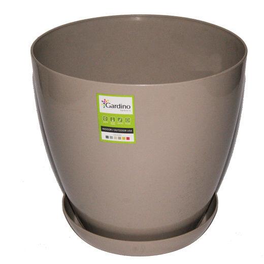 Gardino Saksija LUX, 18cm, Sa podmetačem, Smeđe boje