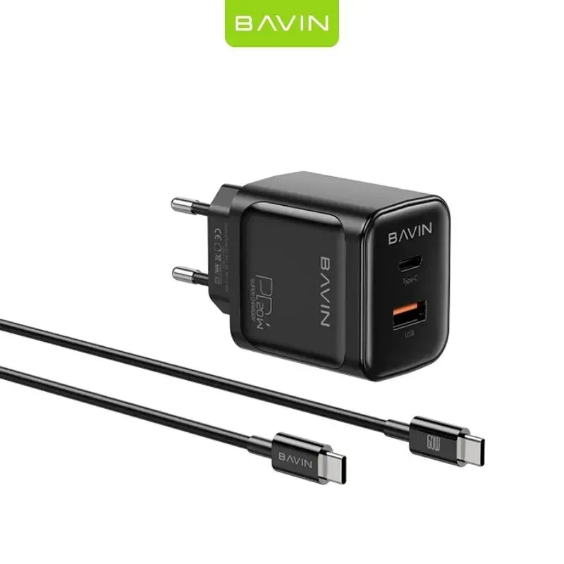 Bavin Kućni punjač 20W PD+QC3.0 Type-C na Type-C PC2086Y, Crni