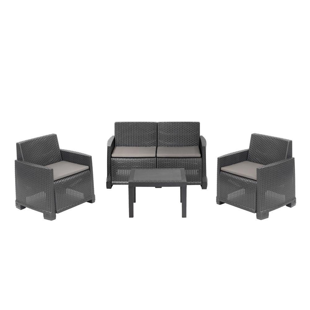 Progarden Vrtni set Iseo Rattan sa jastucima, Antracit-Sivi