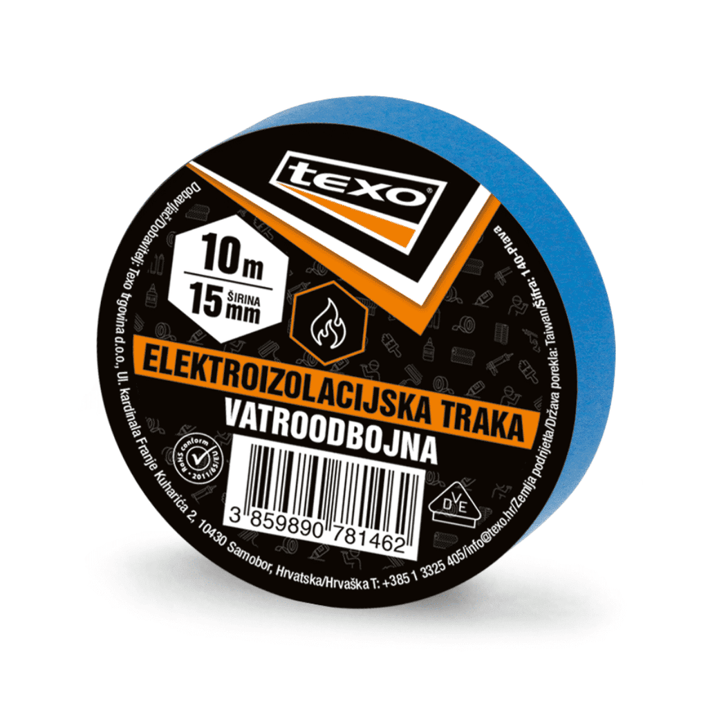 Texo Elektroizolacijska traka, 15 mm x 10 m, Plava