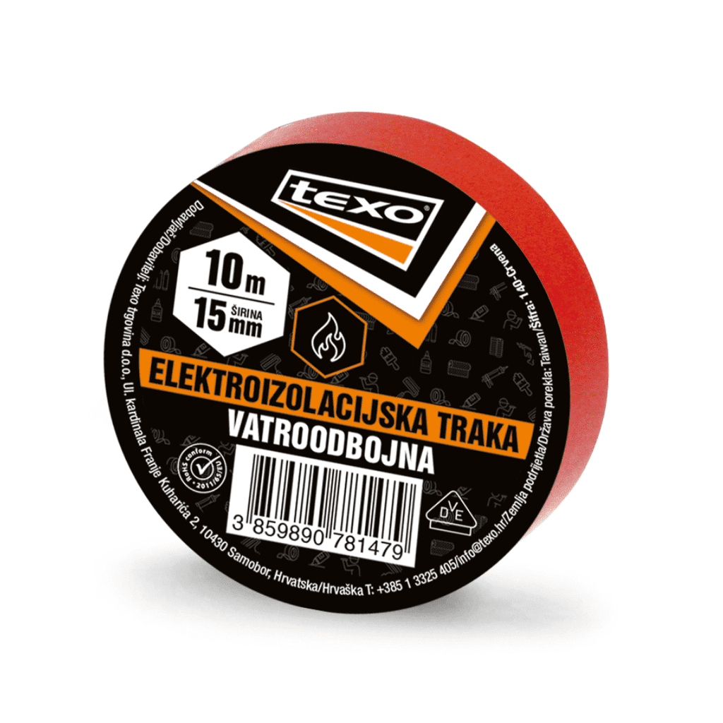 Texo Elektroizolacijska traka, 15 mm x 10 m, Crvena
