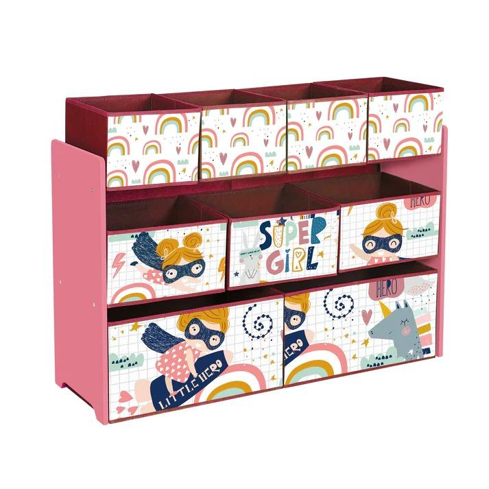 KINDER HOME Organizator za igračke i knjige roze boje