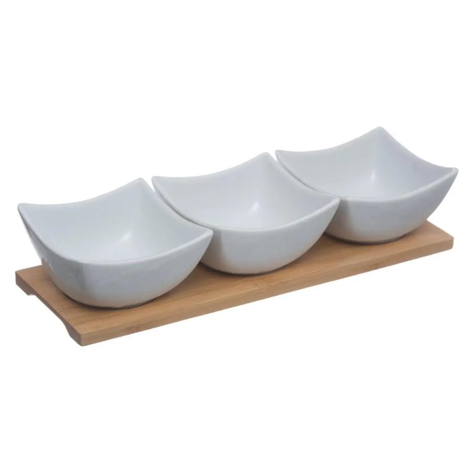 TAJNA GURMANA Set činija na poslužavniku 30x10x7cm, 3 komada