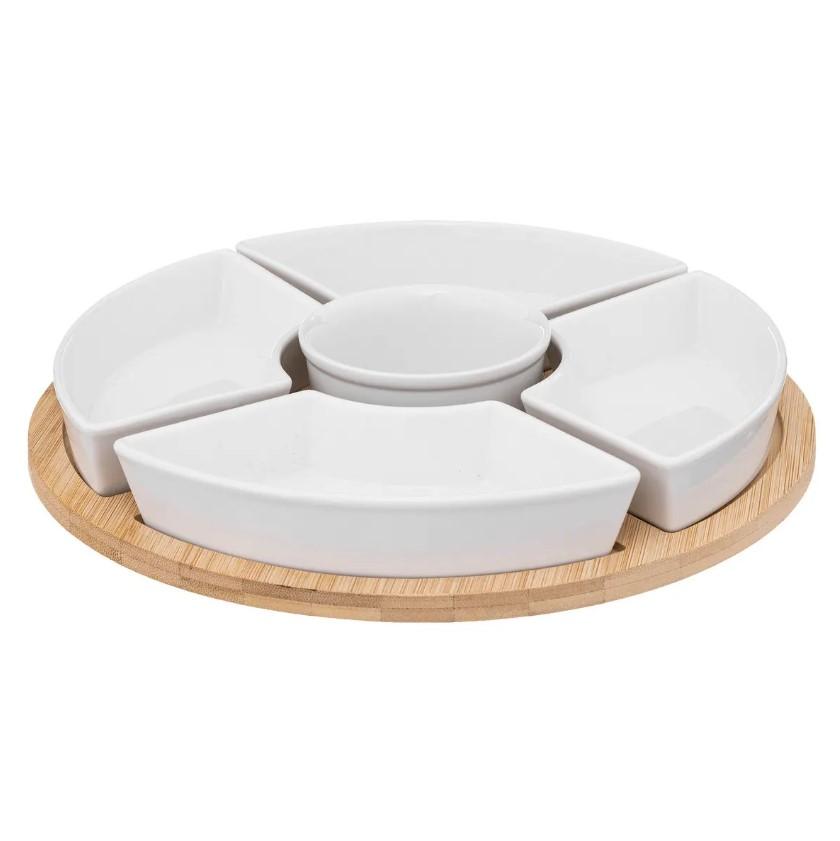 SECRET DE GOURMET Set za predjelo Porculan/bambus, Bijela
