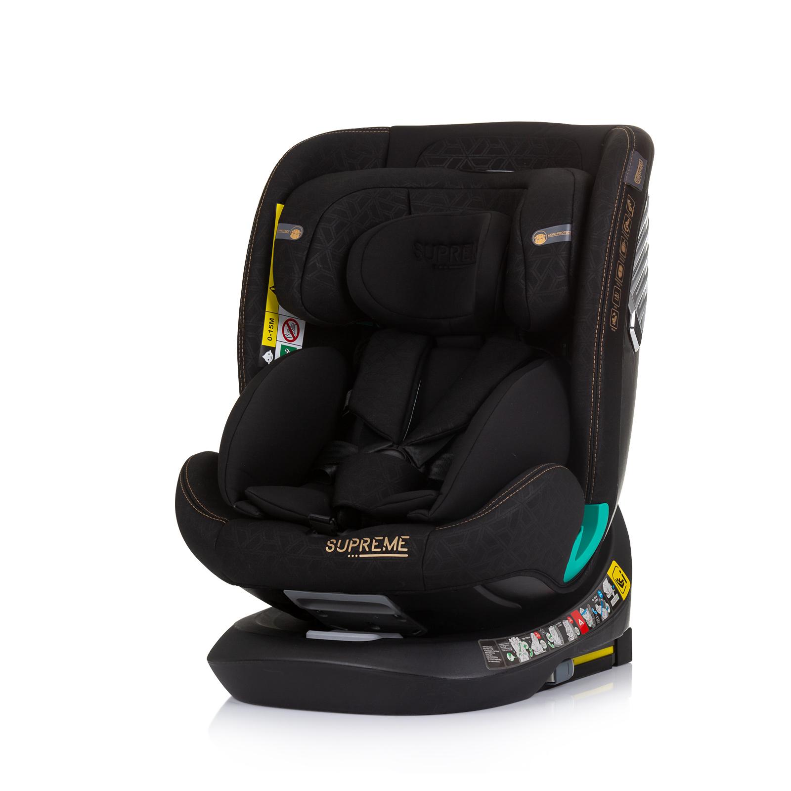 Chipolino Supreme Autosjedalica 40-150cm isofix Obsidian, Crna