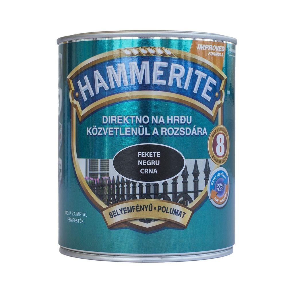 HAMMERITE 3u1 polumat lak za metal 0,75l, crni