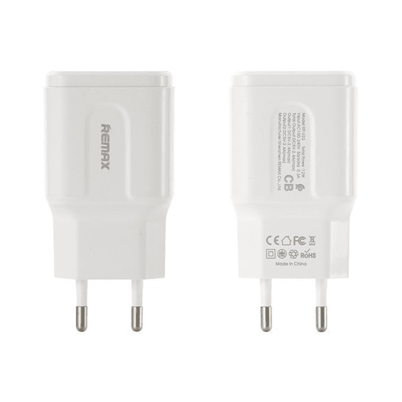 REMAX RP-U22 HT2/ 1 Kućni punjač Dual USB, 2.4A, Type-C kabl, Beli